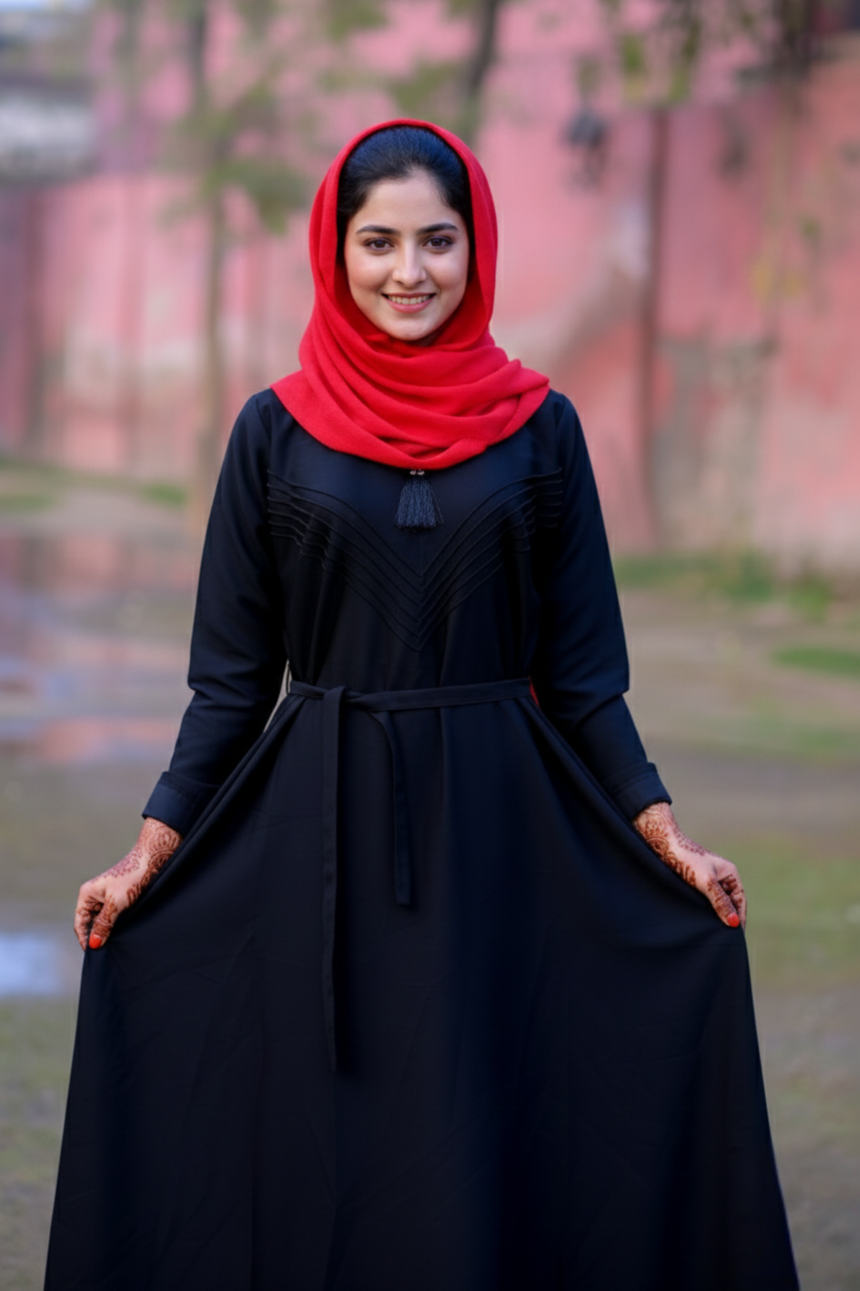 Seraphina V-Pleated Abaya with Tassel Accent