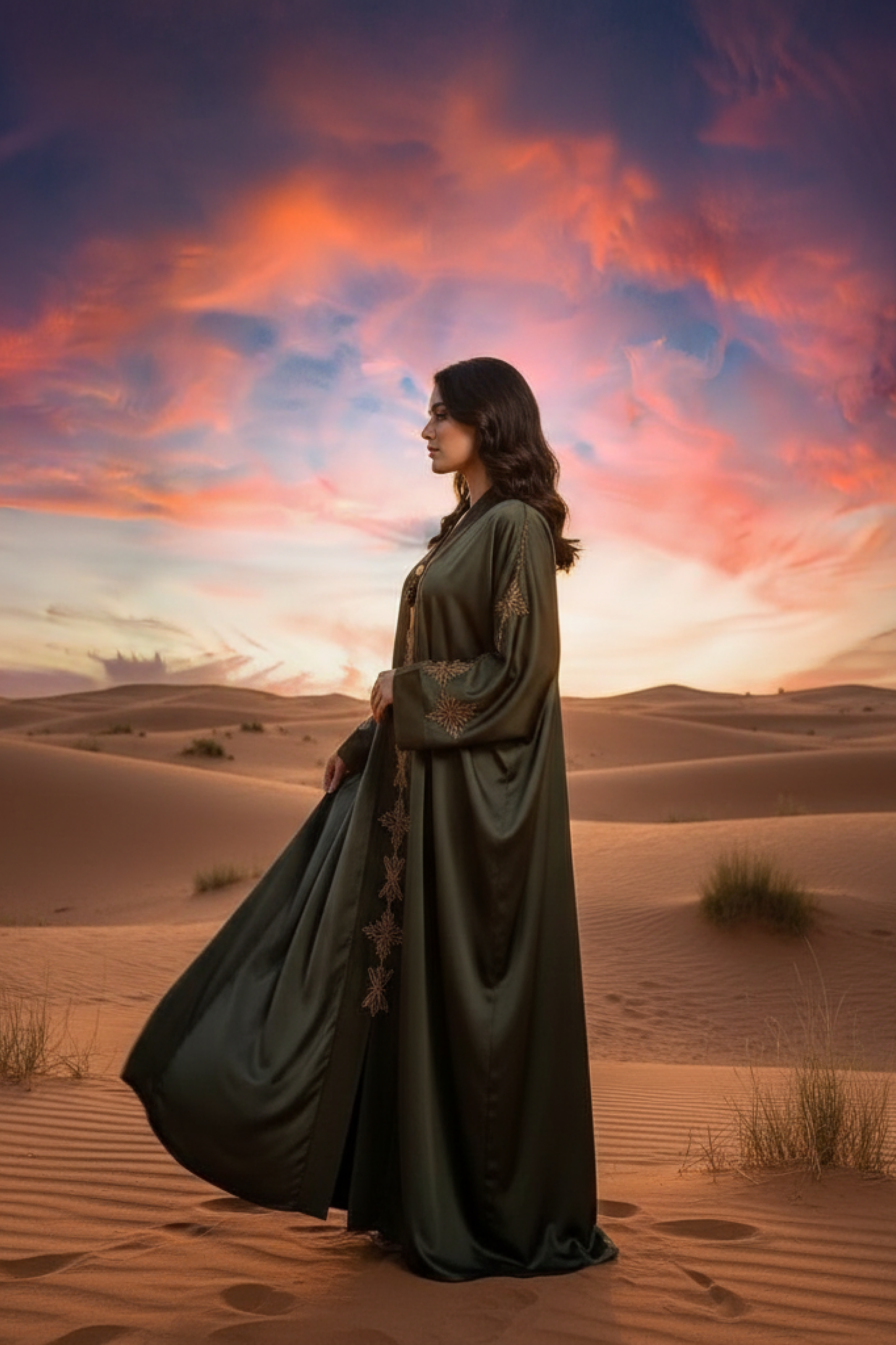 Sultanate Silk Kimono-Cut Abaya