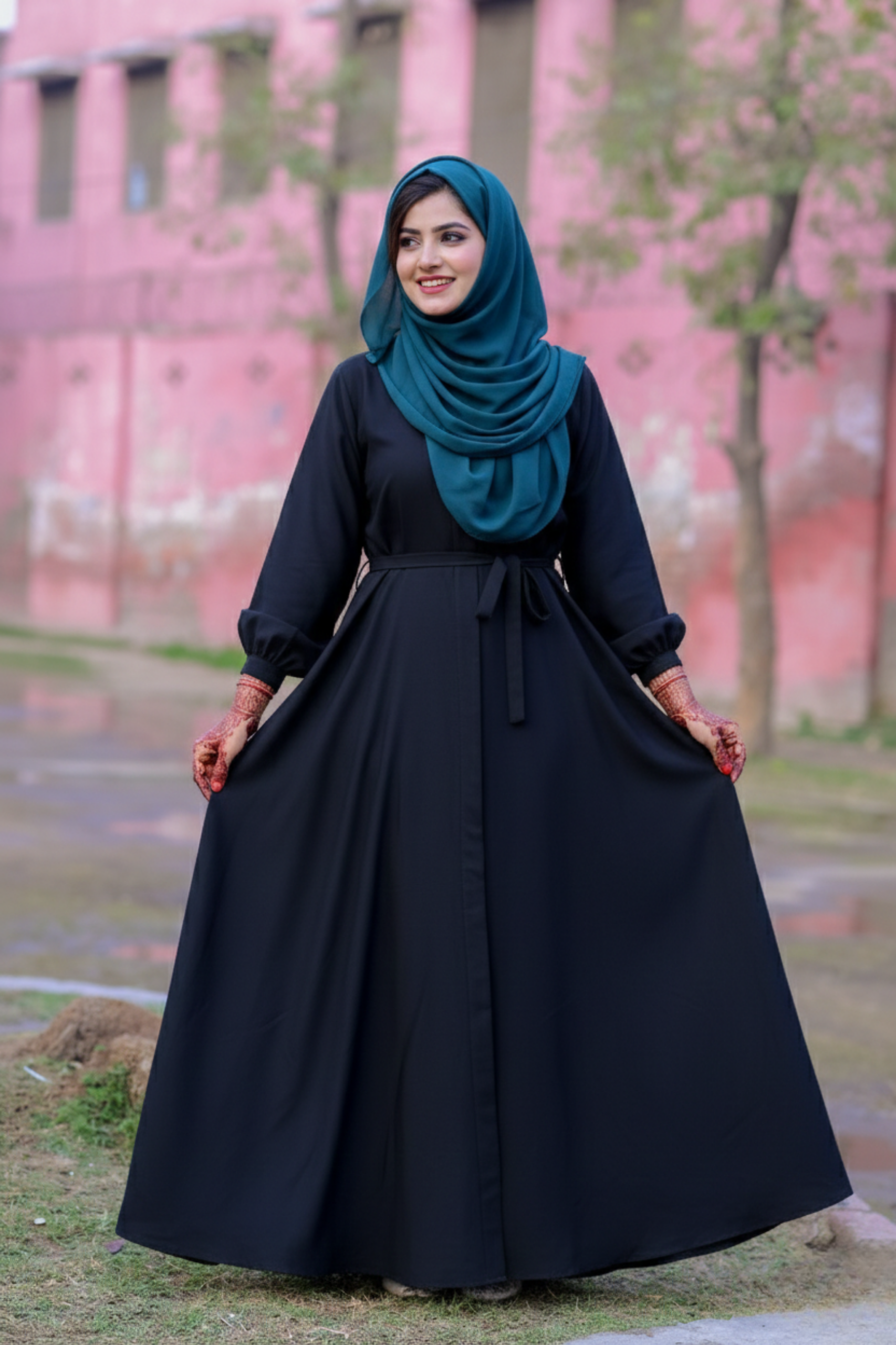 A-Line Cinch-Waist Abaya (or Belted Flare Abaya)
