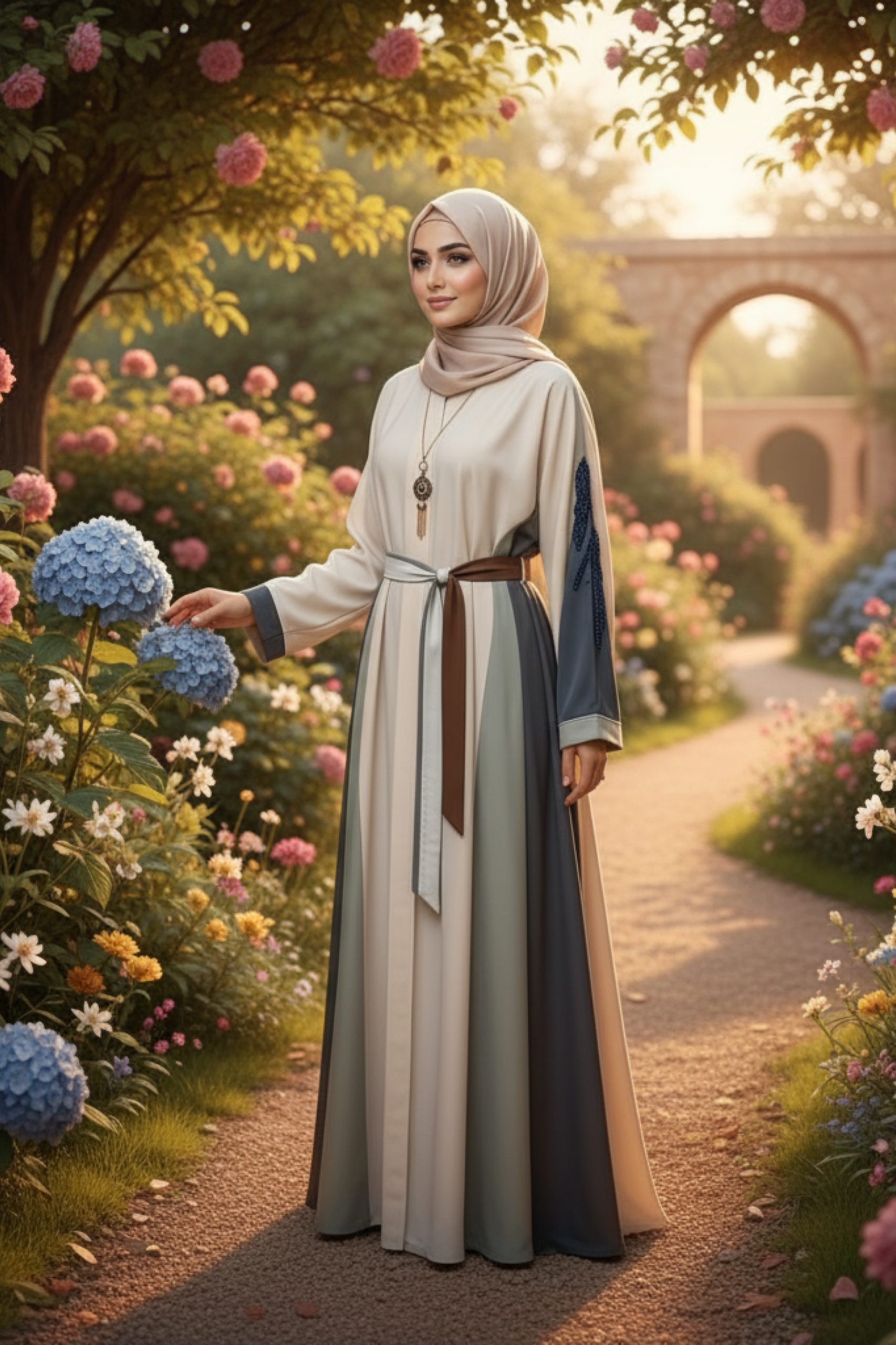 Tri-Tone Contemporary Belted Abaya