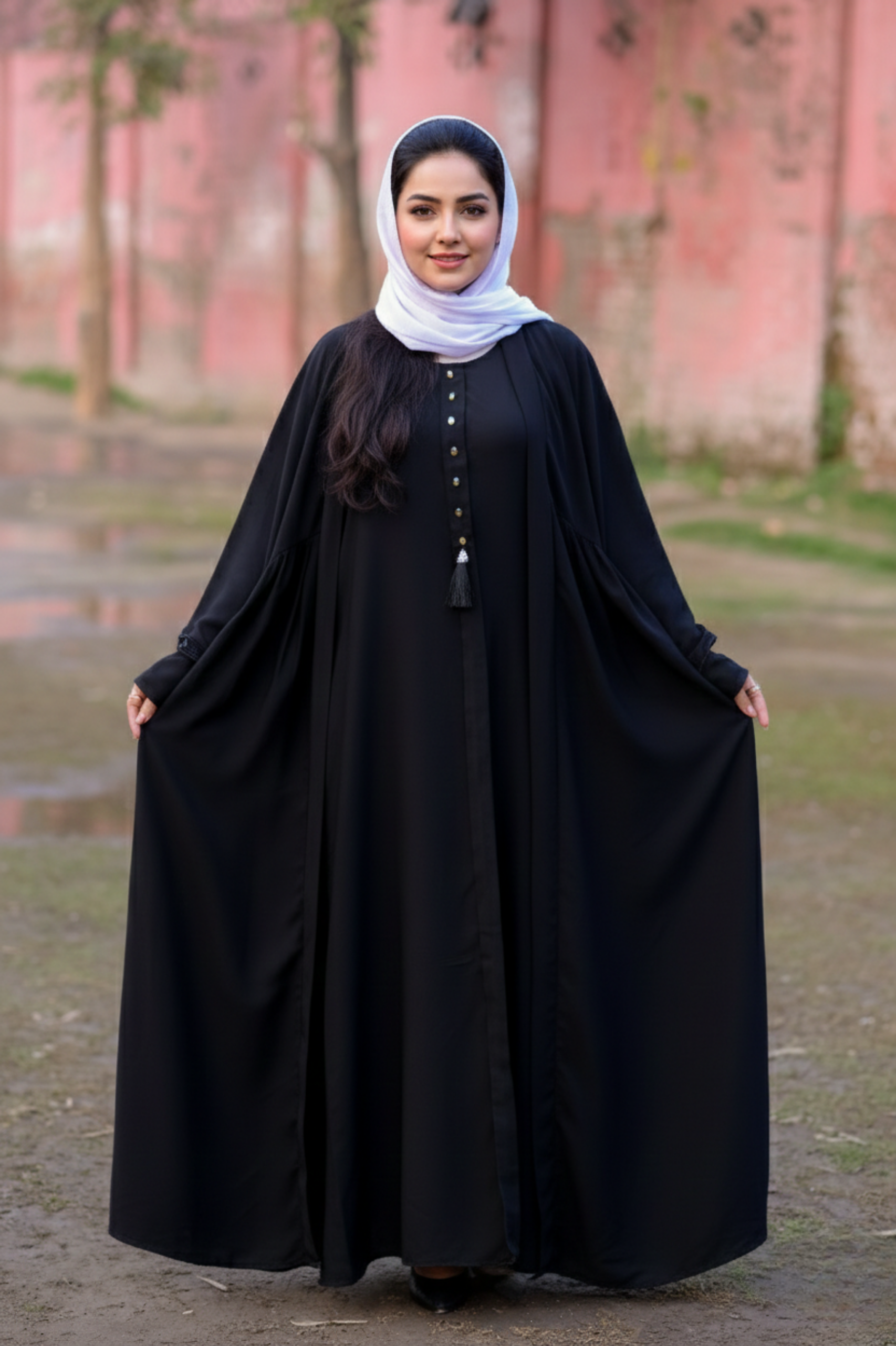 Luna Midnight Farasha Abaya with Tassel Detail