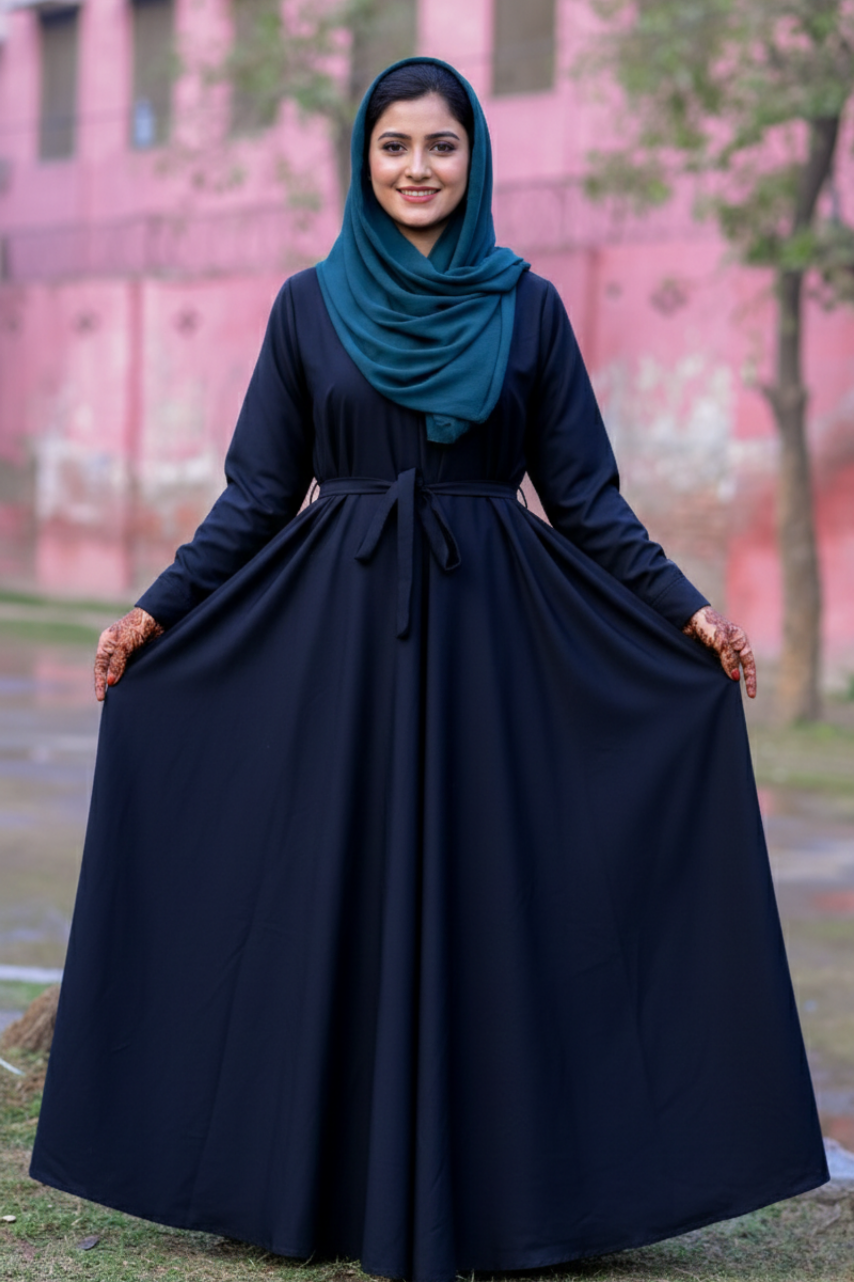 A-Line Cinch-Waist Abaya (or Belted Flare Abaya)