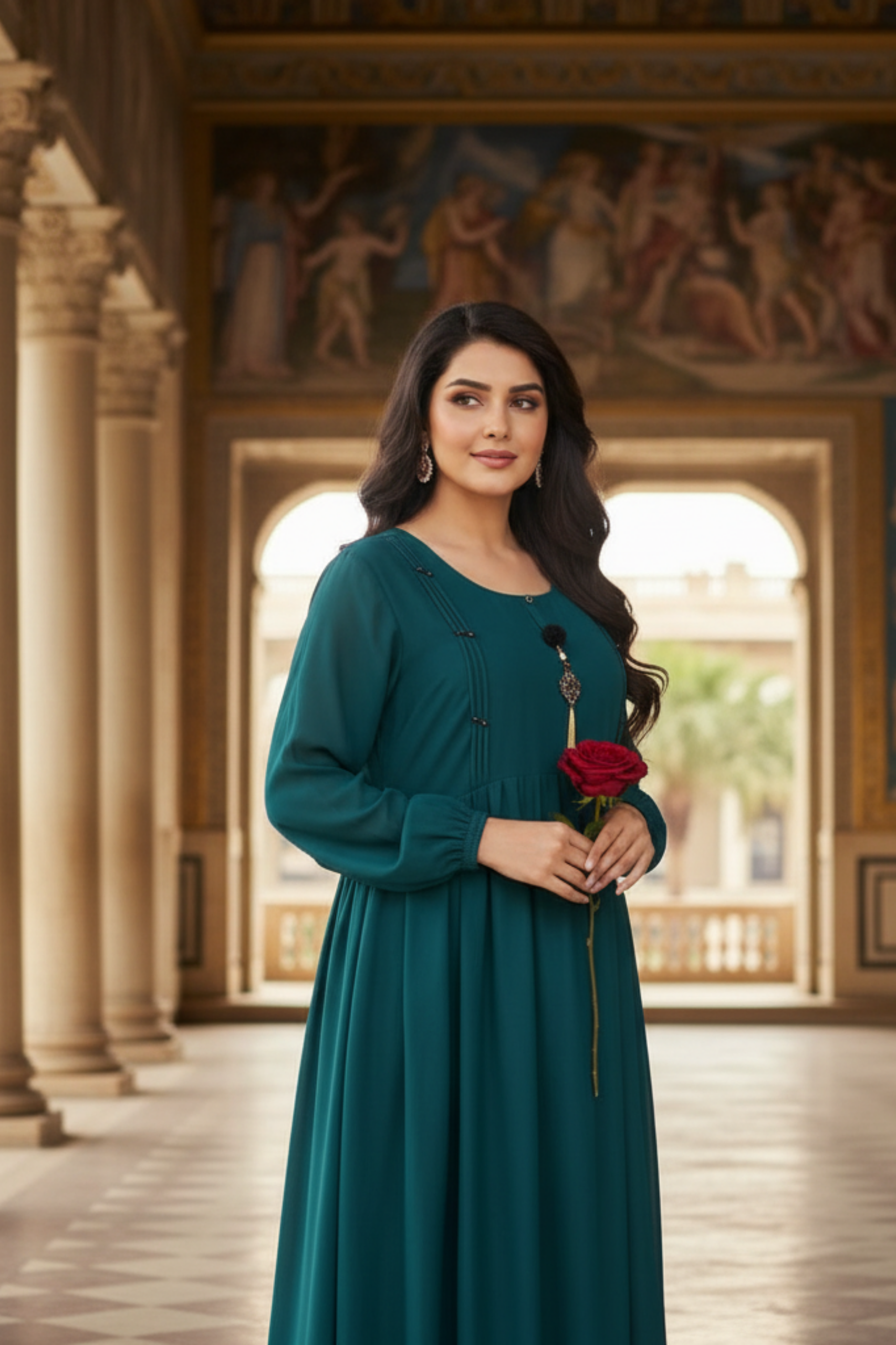 The Azure Garden Maxi Abaya