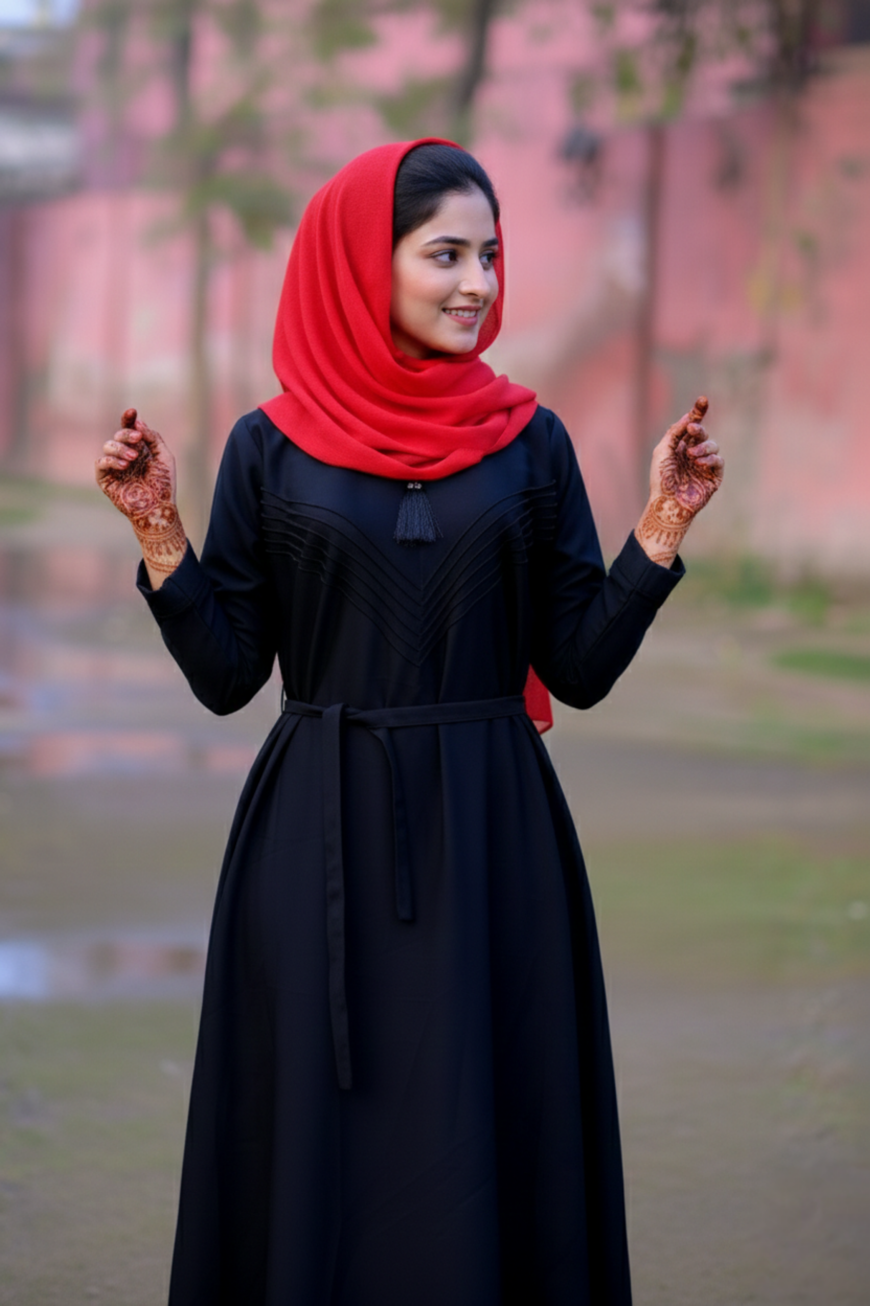 Seraphina V-Pleated Abaya with Tassel Accent