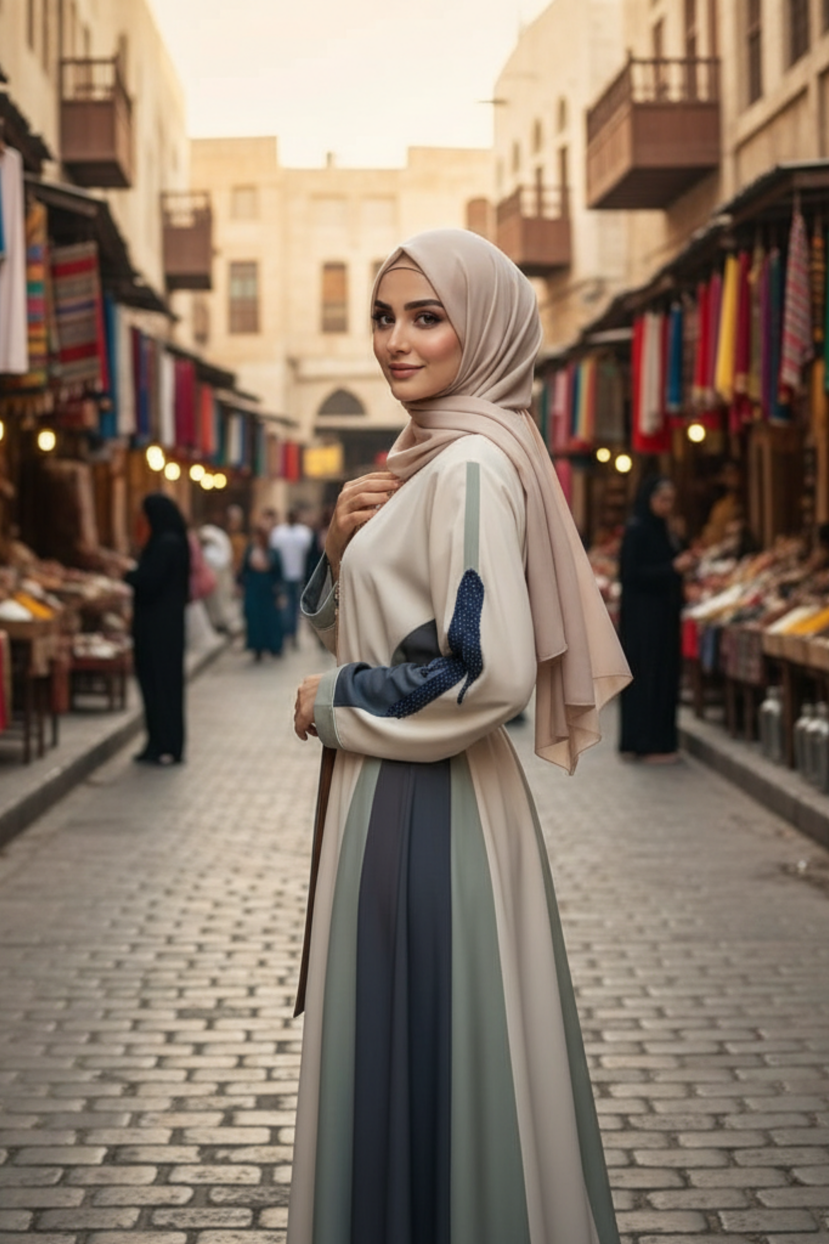Tri-Tone Contemporary Belted Abaya