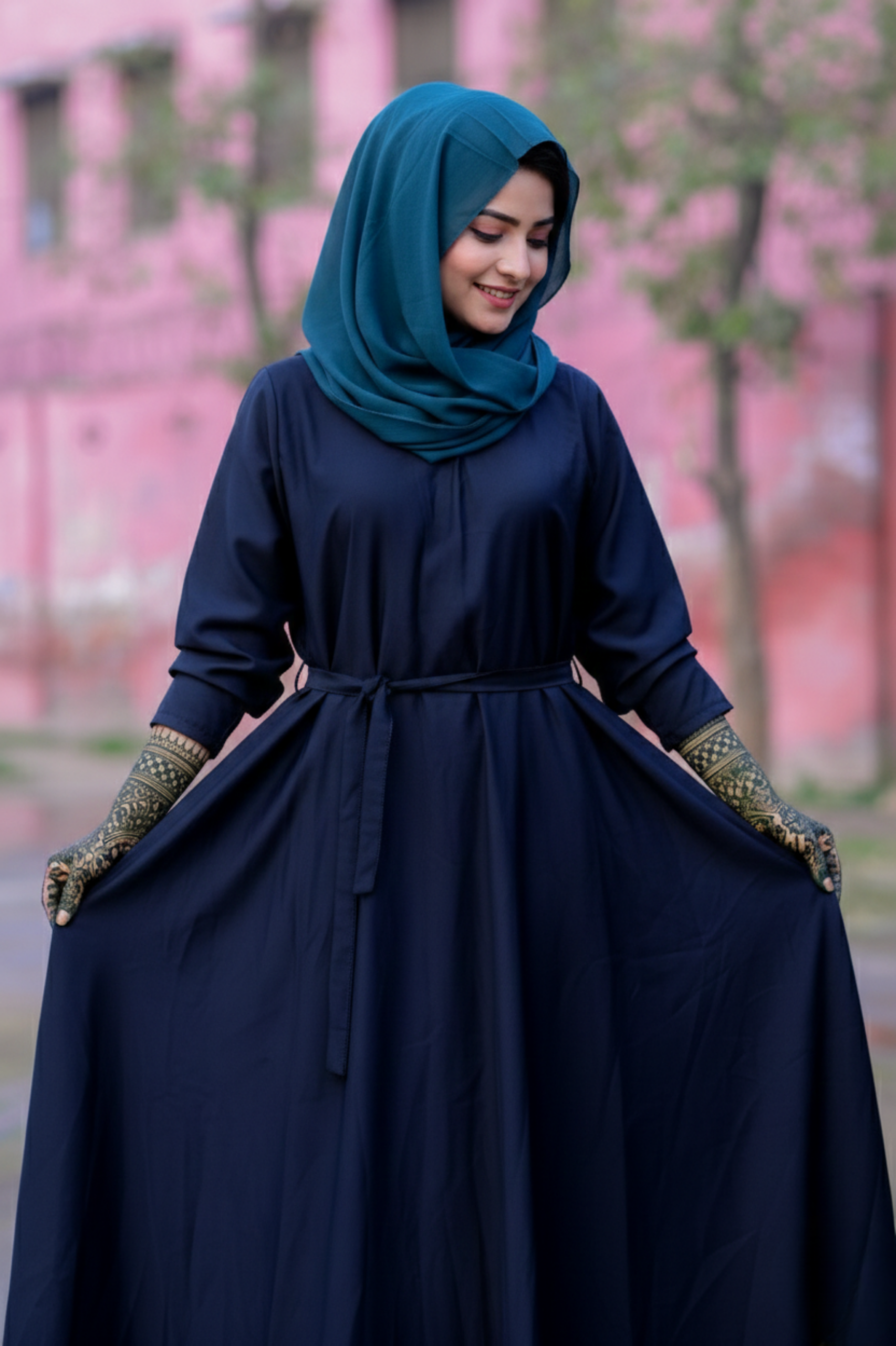 A-Line Cinch-Waist Abaya (or Belted Flare Abaya)