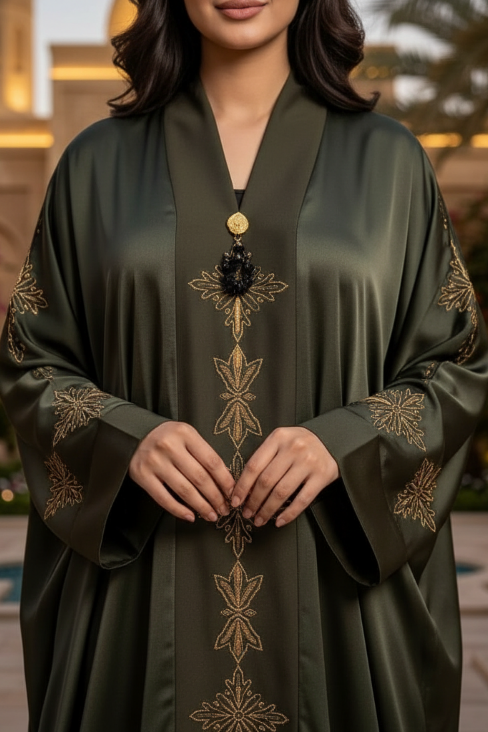 Sultanate Silk Kimono-Cut Abaya