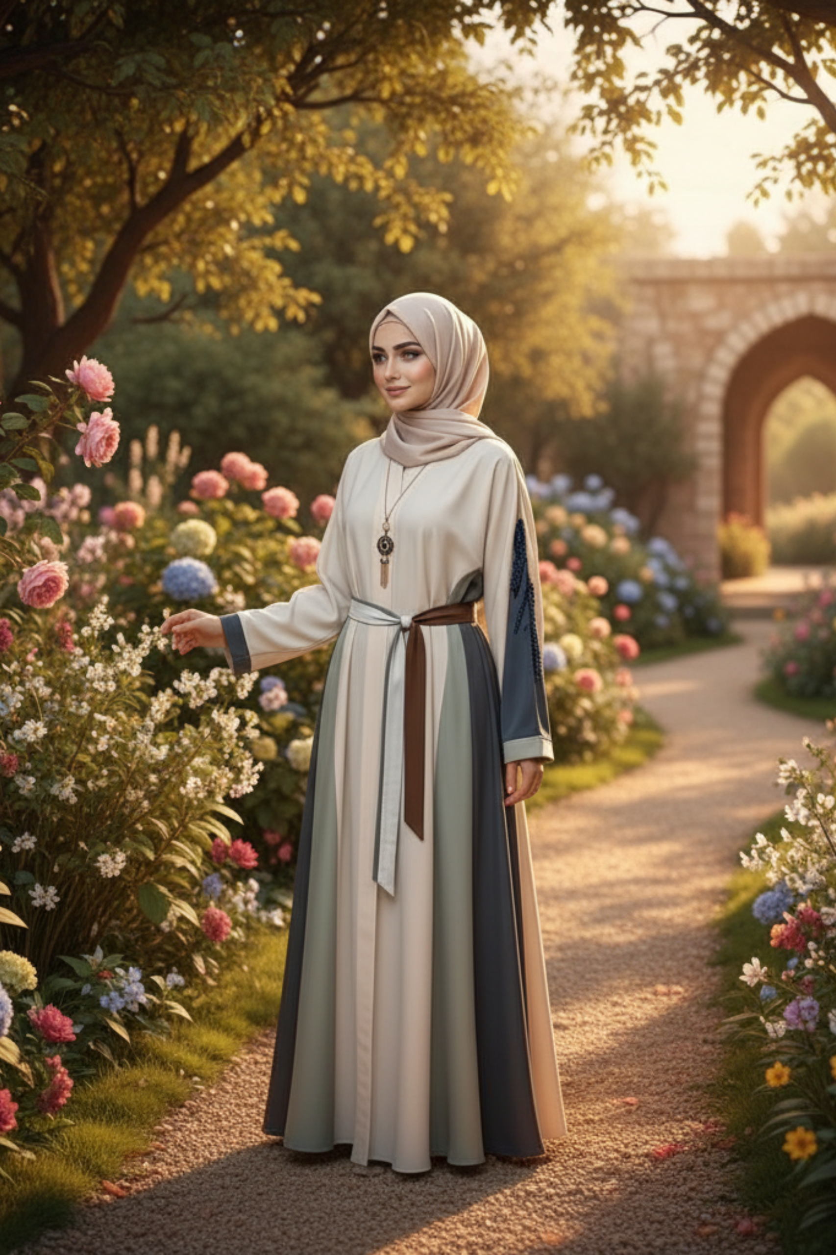 Tri-Tone Contemporary Belted Abaya